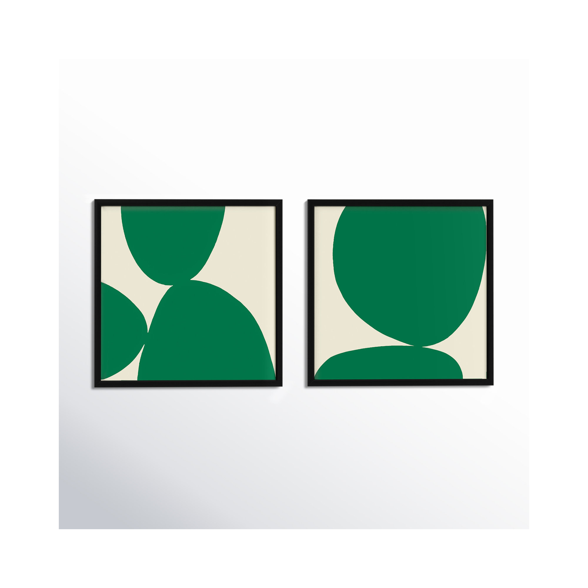 Green Ink. Set Of 2 by Lee Lessem, 16" H x 16" W x 1.25" D, Black Framed
