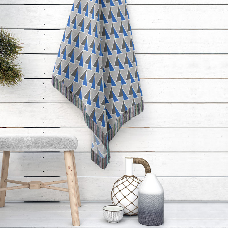 Couverture en coton tissé à flèches changeante, l 37 po x L 52 po, bleu