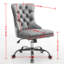 Chaise de bureau pivotante réglable, chenille moderne rembourrée avec bouton, base en métal, assise large, garniture cloutée décorative fabriquée à la main, éponge à rebond élevé-132960761-132960764