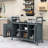 Miho Rolling Kitchen Island with Storage Cabinet, Grill Table with Stainless Steel Top and Spice Rack-541355125
