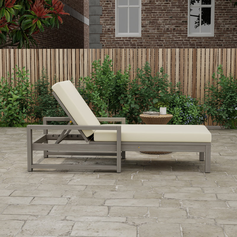 Chaise longue d'extérieur en acacia, Gris