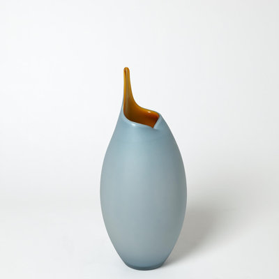 Frosted Vase w/Amber Casing