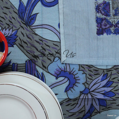 Floral Tree of Life 100% Cotton Square Tablecloth