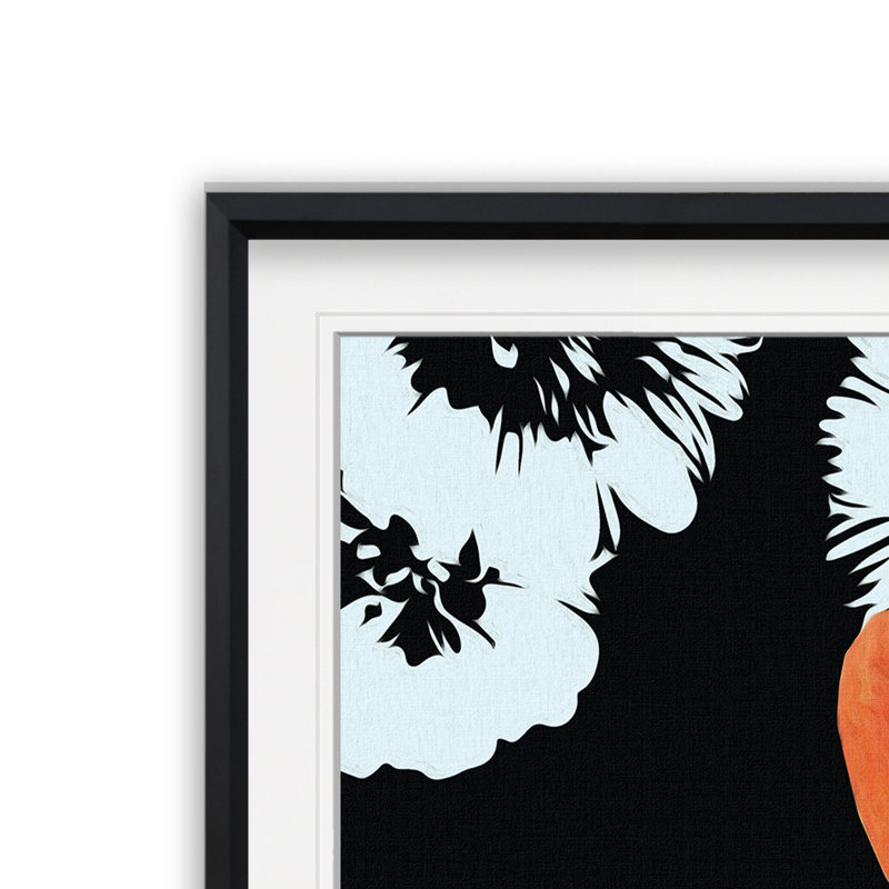 «Black and Bloom II», reproduction de peinture à l'huile, H 23 po x l 23 po x P 1,5 po, Cadre noir