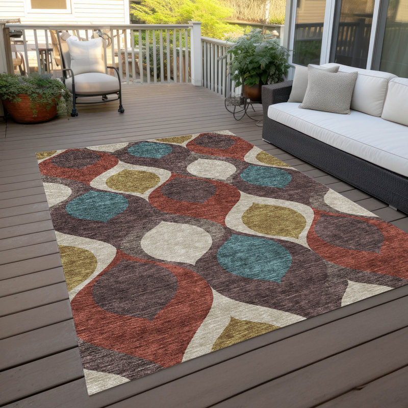 Tapis d'entrée / extérieur antidérapant Caziyah, Rectangle 9 pi x 12 pi