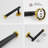 Black & Gold Bathroom Accessories Set - 5 Pieces Wall Mounted Stainless Steel Kit With Towel Bars, Toilet Paper Holder & Hooks