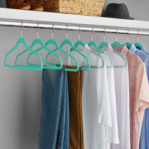 OSTO 100 Pack Premium Velvet Hangers, Non-Slip Adult Hangers with Pants Bar  and Notches,Space Saving 360-Degree Swivel Hook Turquoise
