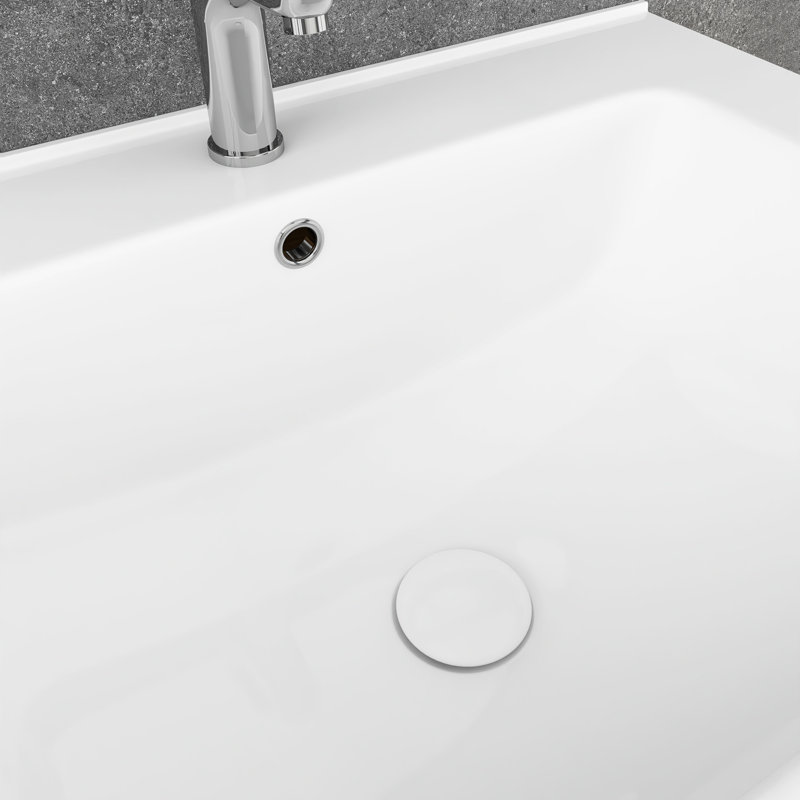 24 po Meuble-lavabo mural en contreplaqué en chêne clair avec tiroirs
