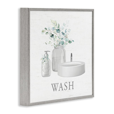 Fresh Bathroom Sink Botanicals Framed Giclee Art, design by Lettered and Lined
