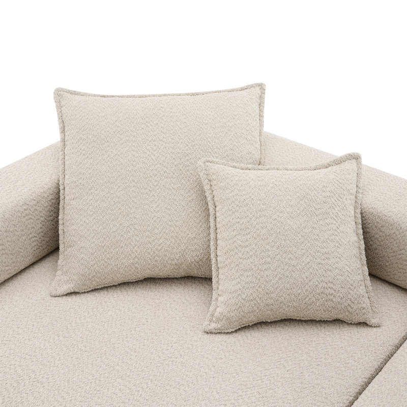 Modern Sofa Modular L Shaped Sectional Sofa Luxury Boucle Floor Couch Set Convertible Sleeper Couch Sofa Bed, Beige