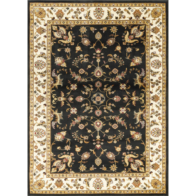 Tapis contemporain d'intérieur, Noir, Rectangulaire 2 pi x 3 pi