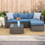 Ensemble de canapé d'extérieur sans accoudoirs en osier de 59,8 po de largeur, ensemble de causeuse de patio 2 pièces avec coussins bleus
