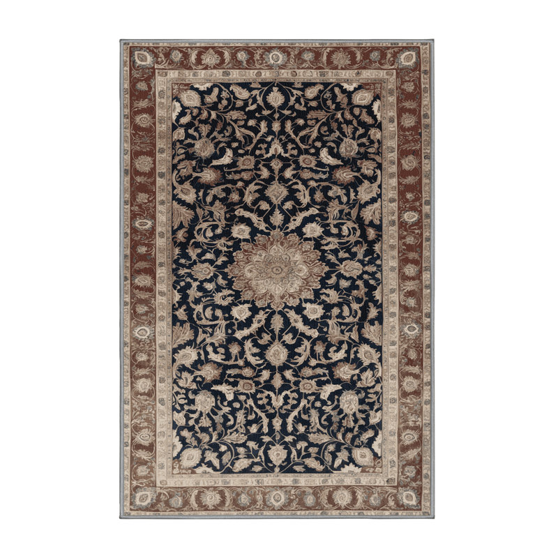 Tapis persan gris lavable à la machine, Rectangle 4pi x 6 pi