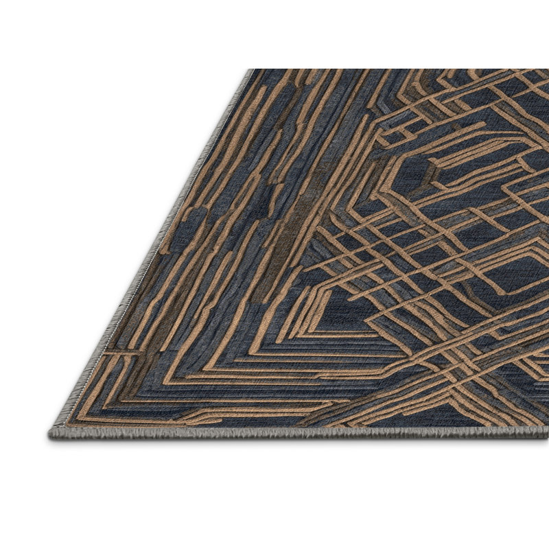 Machine Washable Space Gray Area Rug, Rectangle 6' x 9'