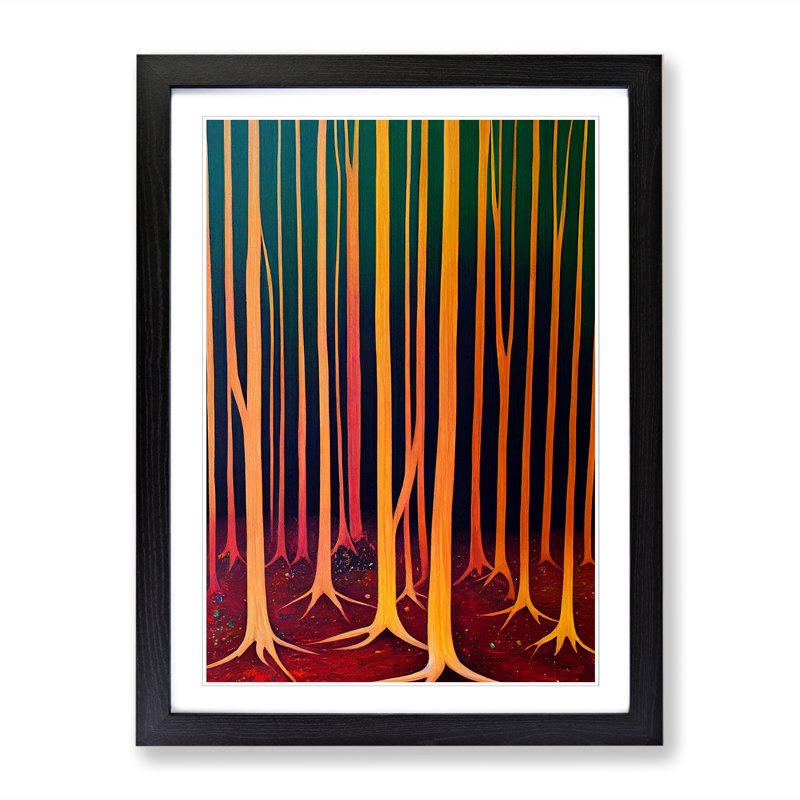 FRM-V0523-1009X Forest Paint Dabs - Picture Frame Print, 64cm H x 46cm W, Black Framed