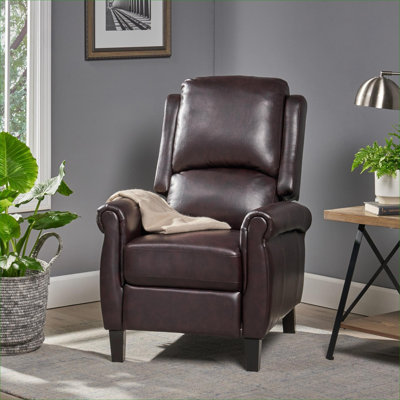 Fauteuil inclinable manuel, revêtement en similicuir brun bourgogne