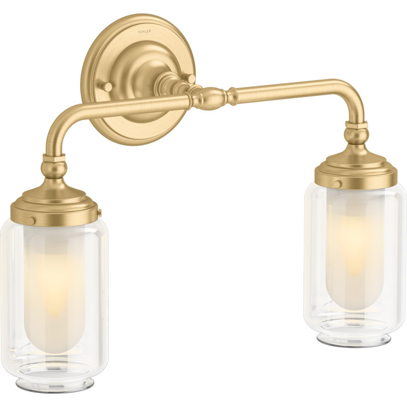 Artifacts 1 Light Indoor Bathroom Wall Sconce, Downlight Position Only, UL Listed, Brushed Moderne Brass