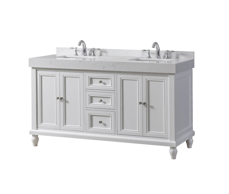 60 " W Freestanding Standard Free Standing 2 Double Vanity Bathroom Vanity With Cultured Marble Top