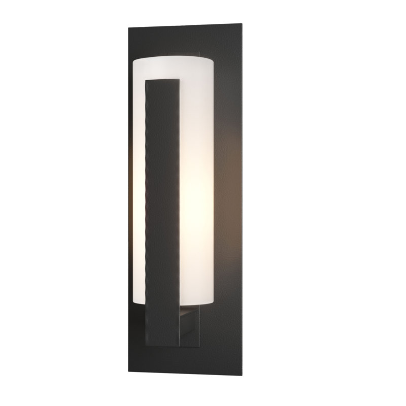Forged Vertical Bar 1 - Bulb Outdoor Flush Mount, Black, Stone, 18.8" H X 6.5" W X 5.7" D