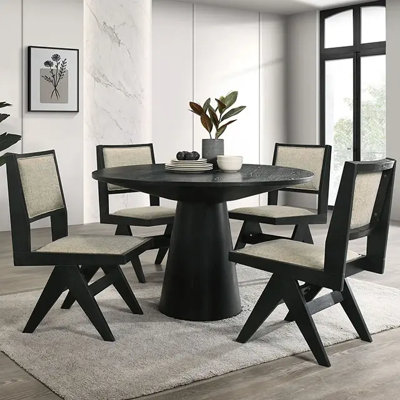 Table de salle à manger ronde Tottenham avec finition noire pour salles à manger modernes