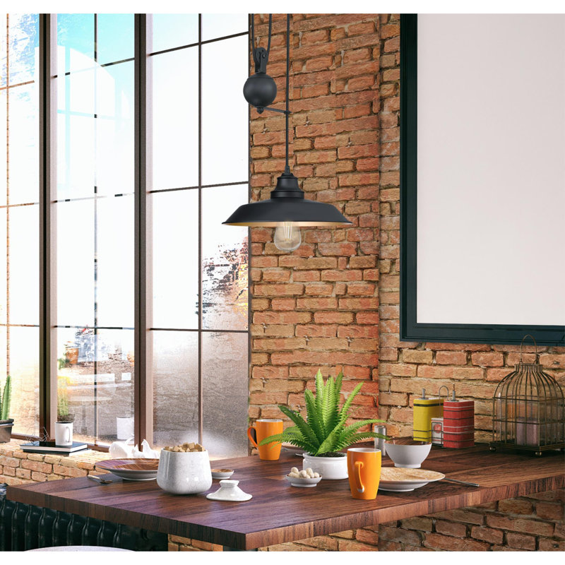 Luminaire suspendu poulie noir mat Iron Hill