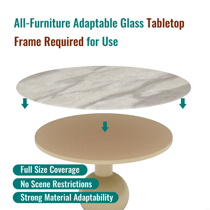 28"Inch Round Tempered Glass Table Top, 0.31" H x 28" L x 28" W, Gray