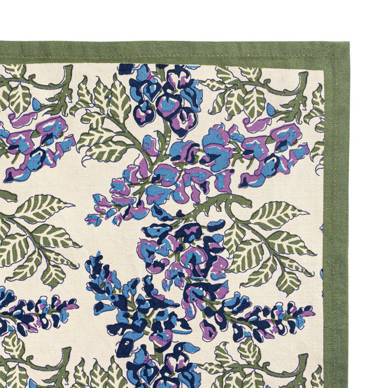 Kappa Floral Tea Towel Kitchen Towel, Olive Green/Blue/Ivory/Purple