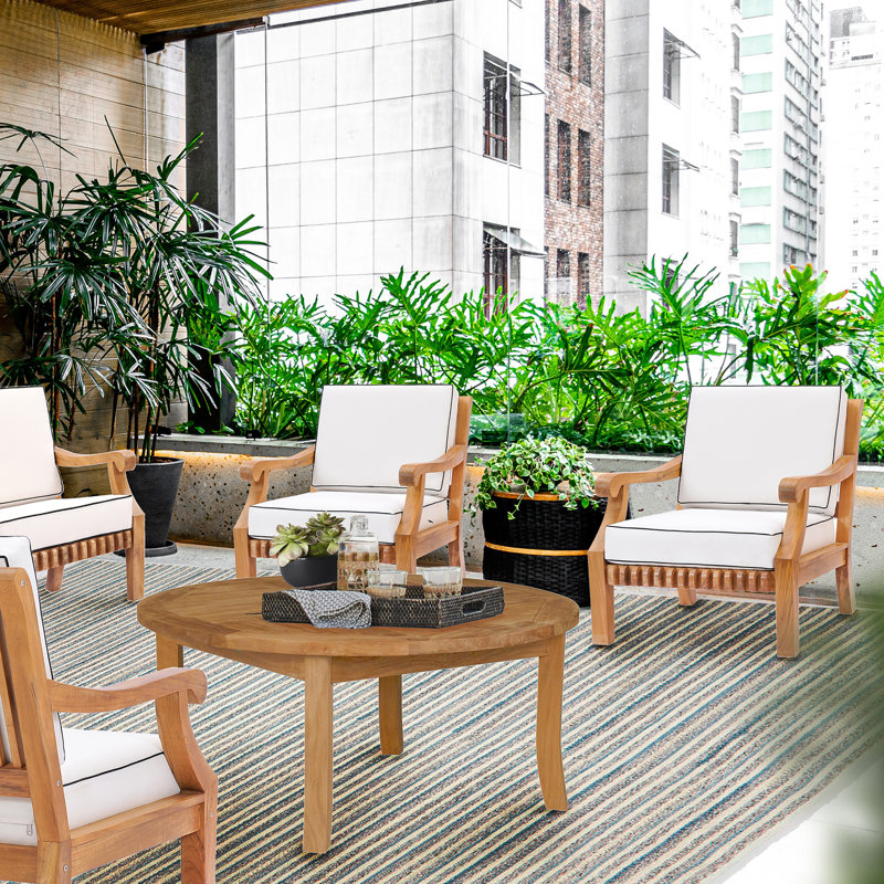 Teak Deep Seating Patio Chair with Cushions