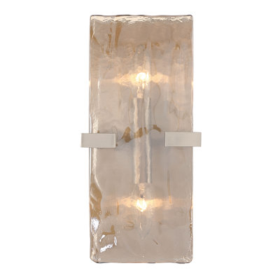 2 - Light Wall Sconce - Pewter - Amber Water Glass