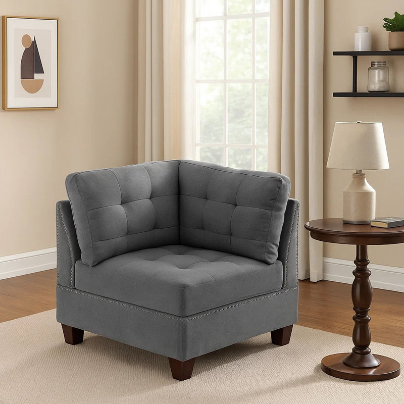 Chaise d'appoint rembourrée Sandrell, Gris chenille
