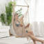 Hanging Rope Swing Seat,Macrame Hanging Chair Side Pocket With High Load-Bearing Metal Rod