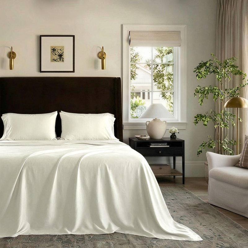 Threadmill 1200 Thread Count 100% Supima Cotton Sheet Set in Sateen Weave, Ivory, King Sheet Set with 2 Pillowcases