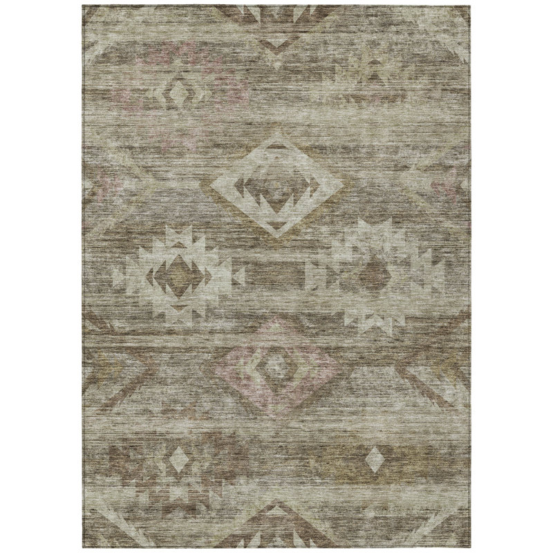 Tapis intérieur lavable beige 3 pi x 5 pi Southwestern
