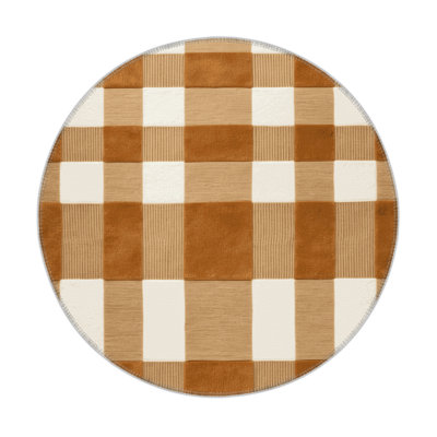 Checkered Brown Indoor and Outdoor Area Rug