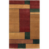 Chelsea Wool Geometric Area Rug in Green/Brown/Red