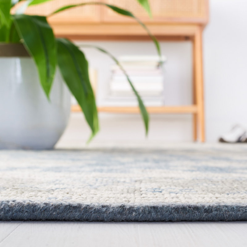 Oriental Hand-Knotted Blue / Grey Area Rug, Rectangle 6' x 9'