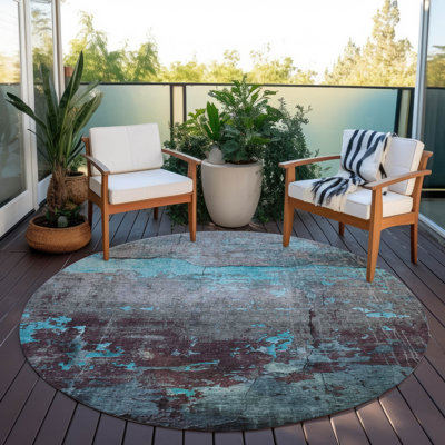 Tapis bleu sarcelle lavable à la machine intérieur / extérieur Xhevrie