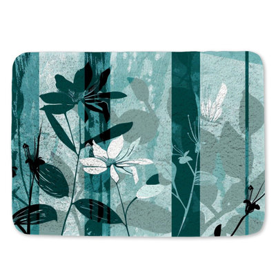 Modern flora Bath Mat Cool pattern Bathroom Decor Leaf outline