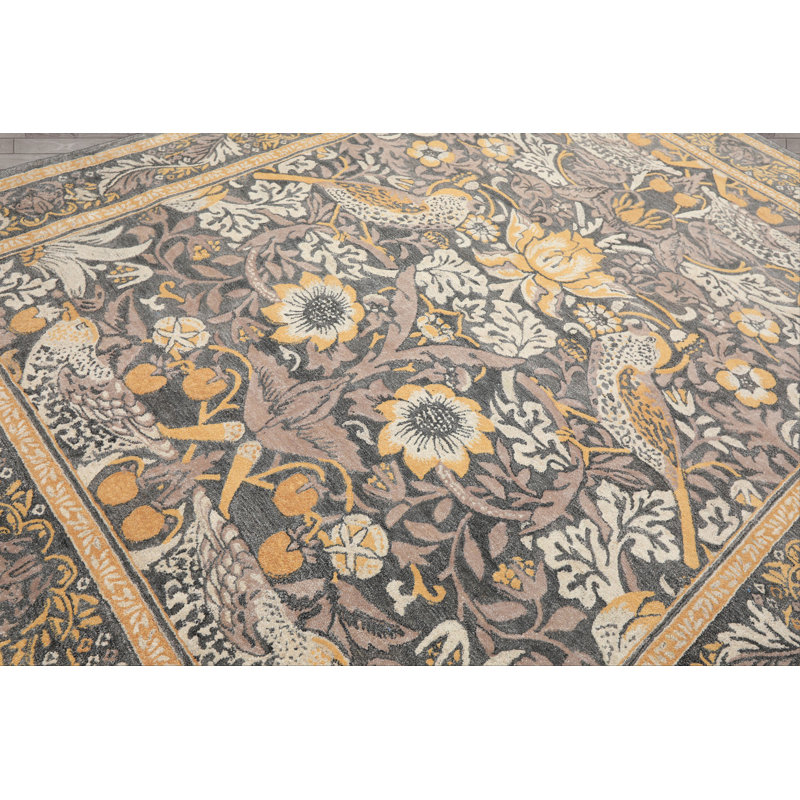 Tapis multicolore en laine crocheté à la main William Morris, Rectangulaire 8 pi x 10 pi