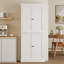 Armoire de cuisine 72,5 po autoportante, armoire de rangement haute avec 4 portes et 2 tablettes réglables pour salle à manger, grain de bois blanc-926720859-926720857