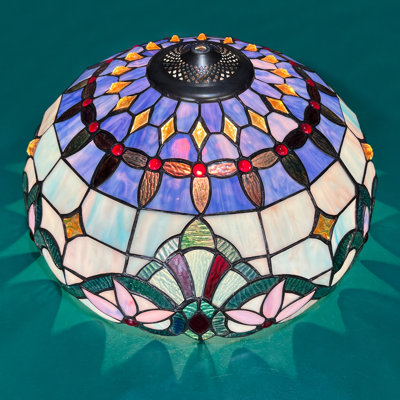 Tiffany Stained Glass 16 Inches Wide Blue Style Lamp Shade