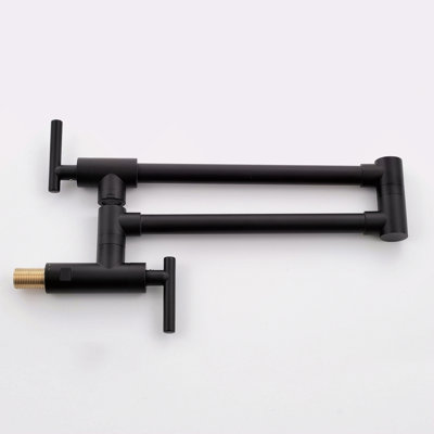 Brass Pot Filler,Wall Mount Commercial Pot Filler Faucet,Brass Copper Material Kitchen Folding Faucet,Coffee Machine Faucet With Stretchable Double Joint Swing Arms,Style A,Black Ened