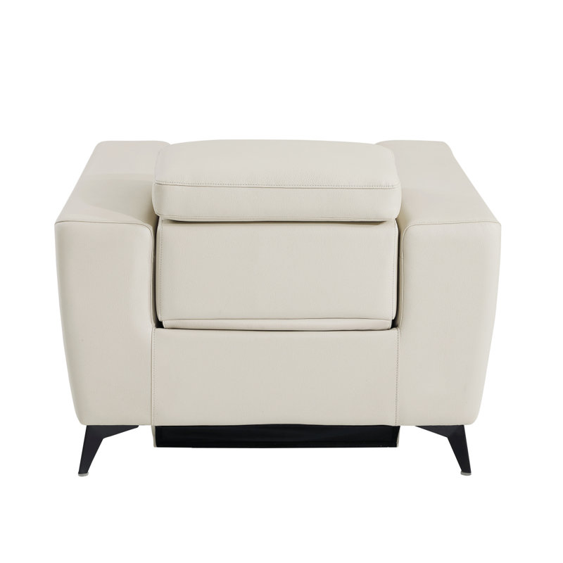 Fauteuil inclinable électrique en cuir fleuri Waad, Beige