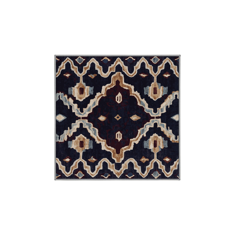 Machine Washable Purple Area Rug, Square 3'