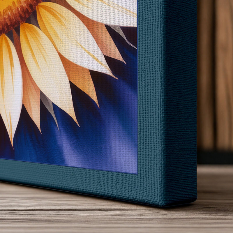 Mandala Bloom Geometric - Wrapped Canvas, 30x20 - 76.2 x 50.8 cm, Teal Border