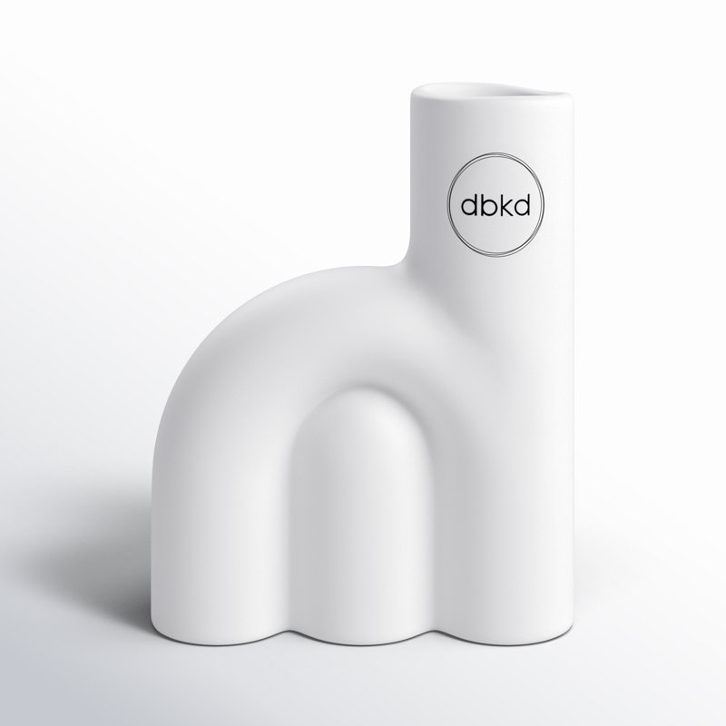 Vase de table en céramique Liviana, H 5,9 po x l 4,75 po x P 2 po, Blanc