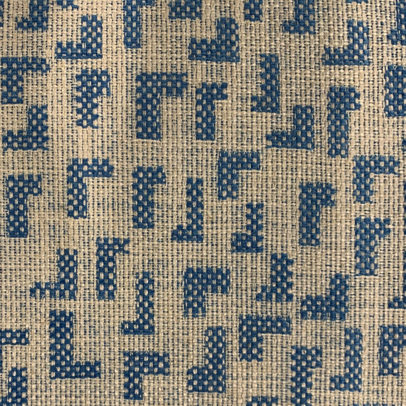 Coussin abstrait angles, 22 po x 22 po, Bleu, beige