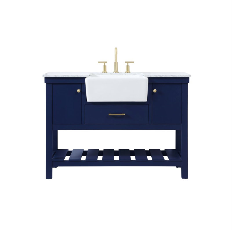 Pelaghia 48'' Single Bathroom Vanity with Marble Top, Blue