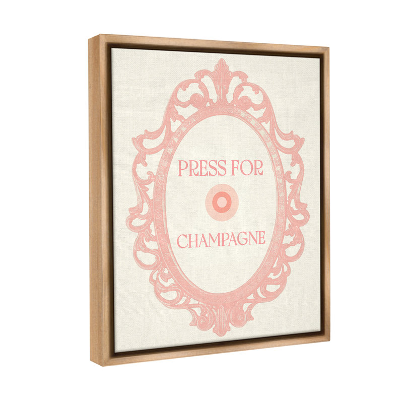 «Press For Champagne Floater Frame» par Lil 'Rue sur, H 21 po x l 17 po, Cadre flottant orme Montalcino