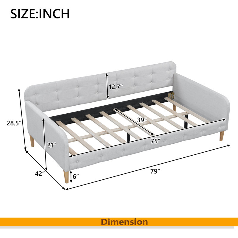 Twin Size Upholstered Daybed, Beige